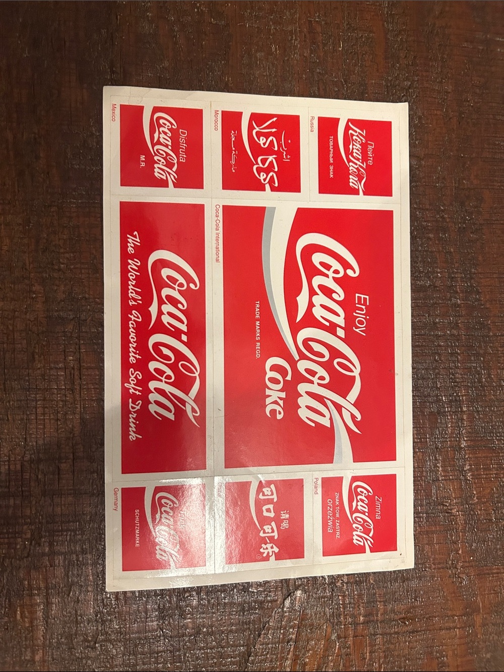 VINTAGE 8 1/2" X 5 1/2" COCA COLA COKE INTERNATIONAL 1993 POSTMARK STICKERS